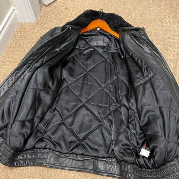 Vintage 1980s Rue Royale Leather Jacket w/ Fleece Collar – L - Picture 10 of 14